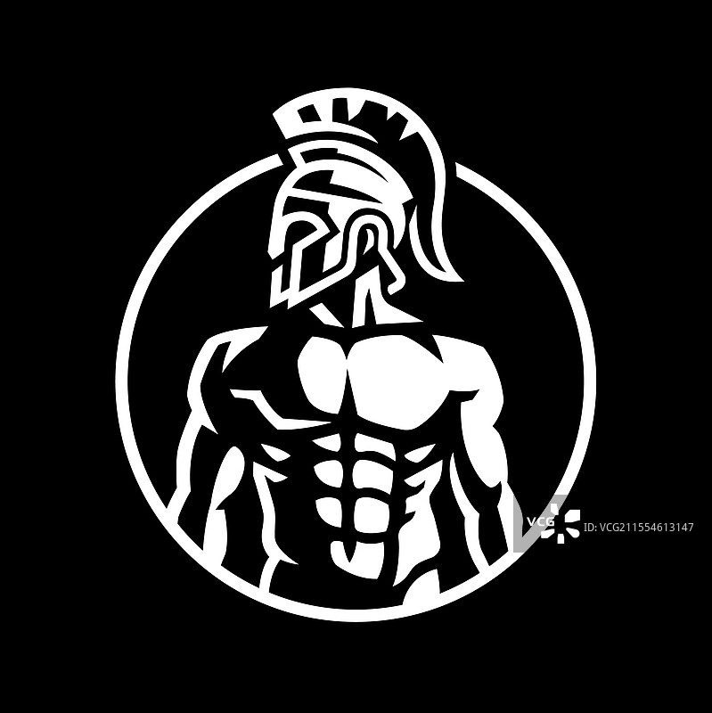黑色背景上的斯巴达战士戴着头盔图片素材