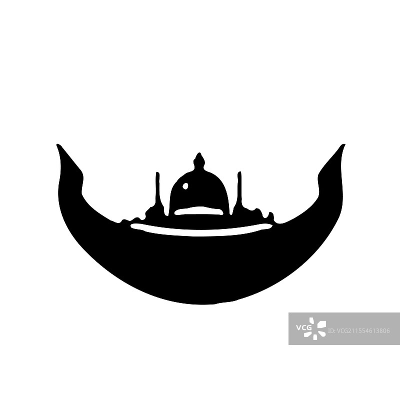 意大利威尼斯的黑色剪影贡多拉船图片素材