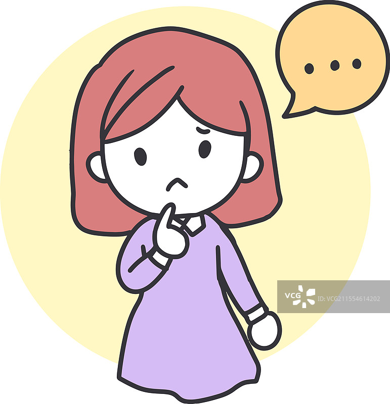 女孩和她的思绪，沉思的表情图片素材