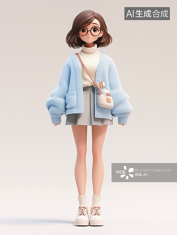 【AI数字艺术】卡通3D人物 青年少女图片素材