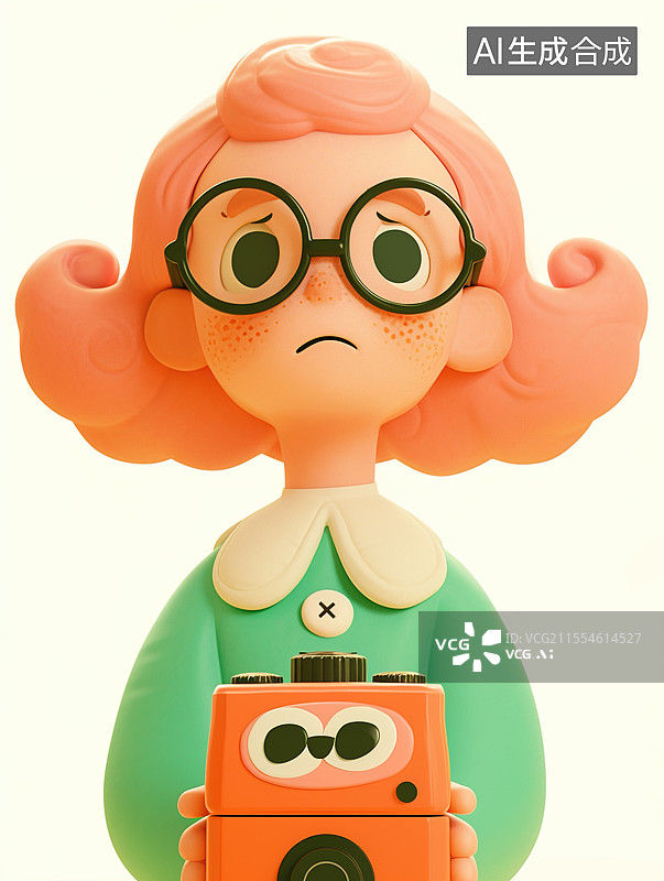 【AI数字艺术】卡通3D人物 卷发妹图片素材