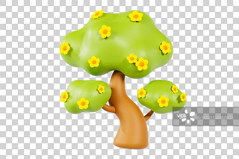 3D渲染的树木春天森林元素植树节元素图片素材