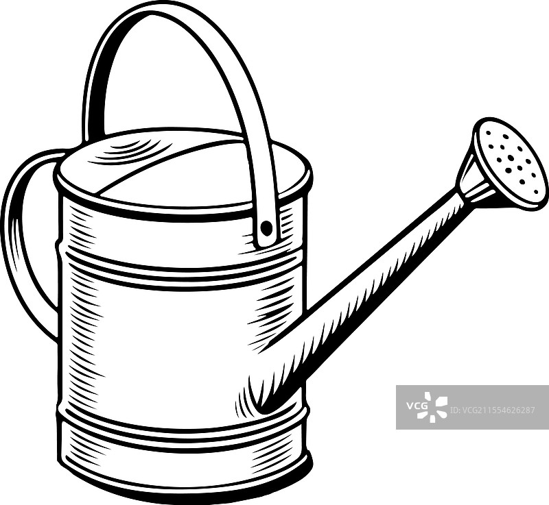 园艺用的乡村风格浇水壶剪影图片素材