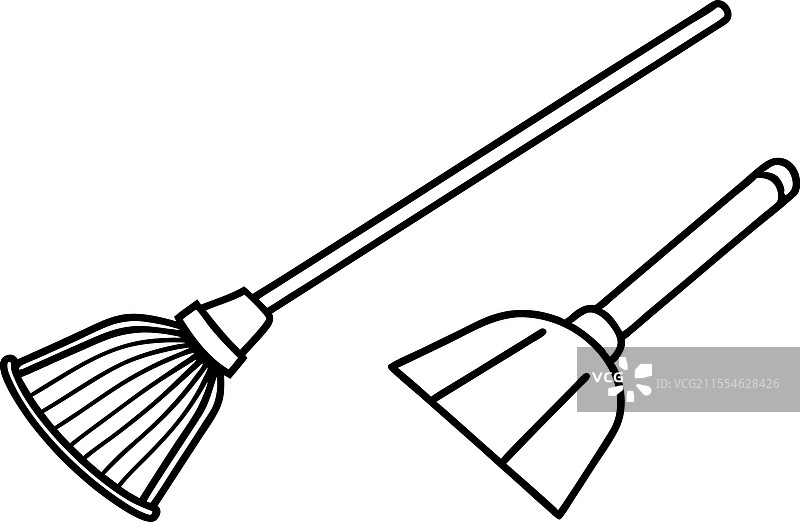 清洁用品：扫帚和簸箕图片素材