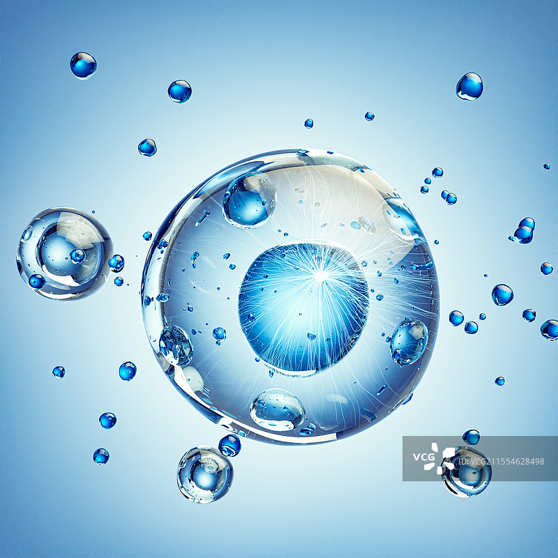 透明分子元素细胞分裂3D渲染插画图片素材