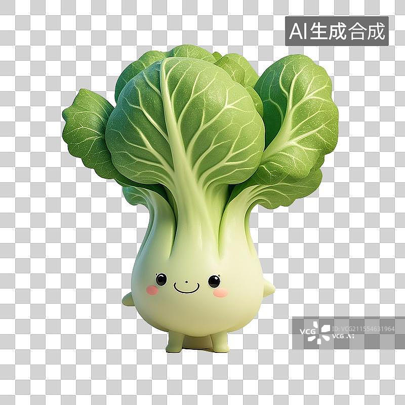 【AI数字艺术】一个3D卡通小青菜免抠元素图片素材