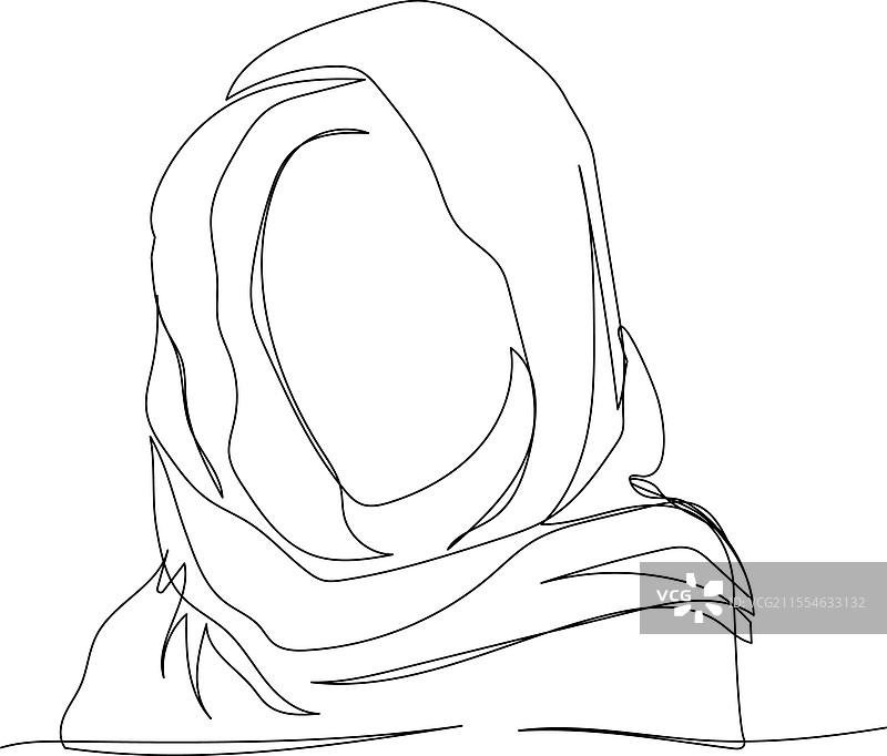 身穿传统服饰的阿拉伯女性，戴着头巾和黑色罩袍图片素材