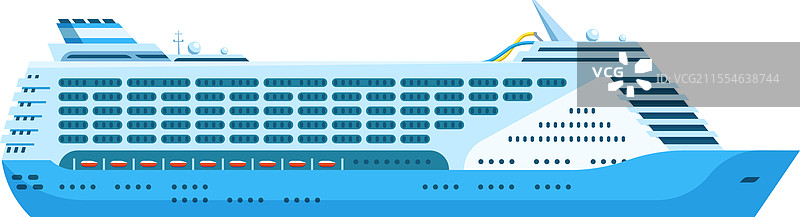 现代游轮在平静的水面上航行图片素材