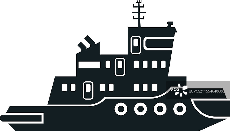 拖船的黑白剪影图片素材