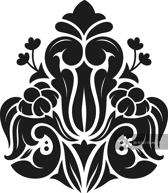 复杂的黑色花卉设计，特色包括图片素材