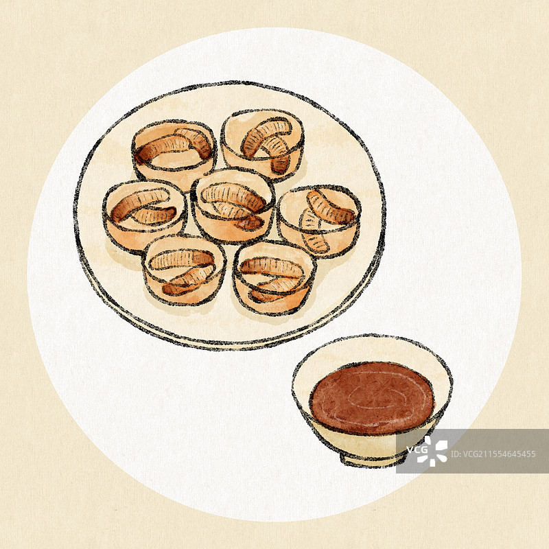 福建泉州美食国风插画-土笋冻图片素材