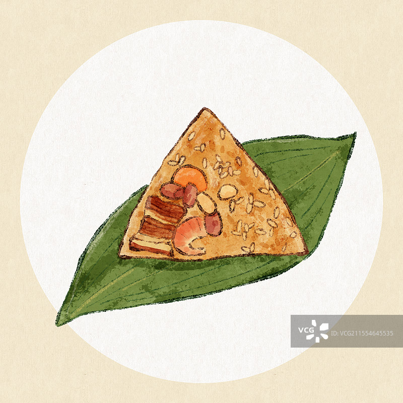 福建泉州美食国风插画-烧肉粽图片素材