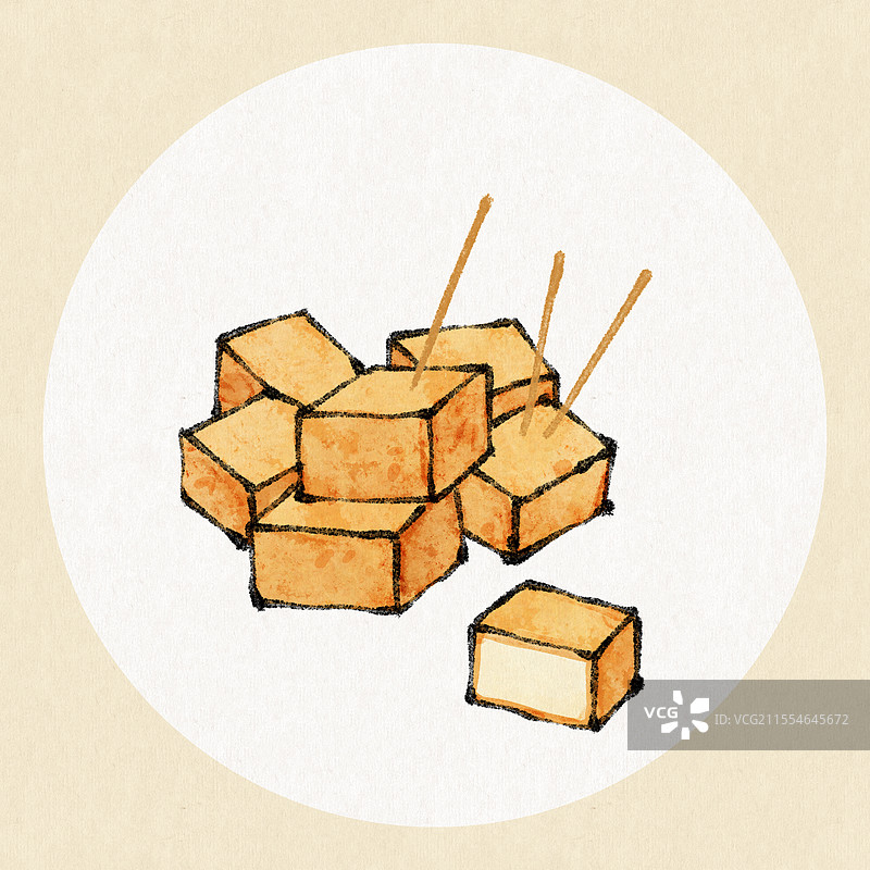 福建泉州美食国风插画-菜粿图片素材