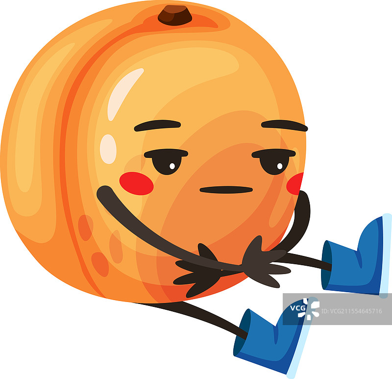 穿着蓝色靴子的卡通杏子角色图片素材