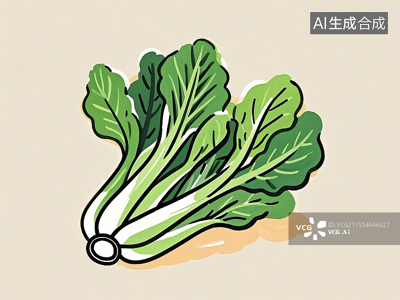【AI数字艺术】传统蔬菜芥菜极简彩色手绘图片素材