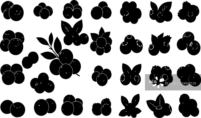 实心黑色蓝莓轮廓图片素材
