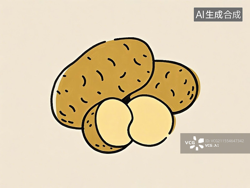 【AI数字艺术】传统蔬菜土豆极简彩色手绘风图片素材