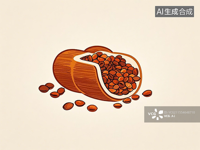 【AI数字艺术】中药材酸枣仁极简彩色线稿图片素材
