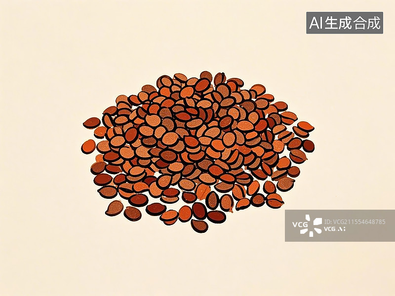 【AI数字艺术】中药材酸枣仁极简彩色线稿图片素材