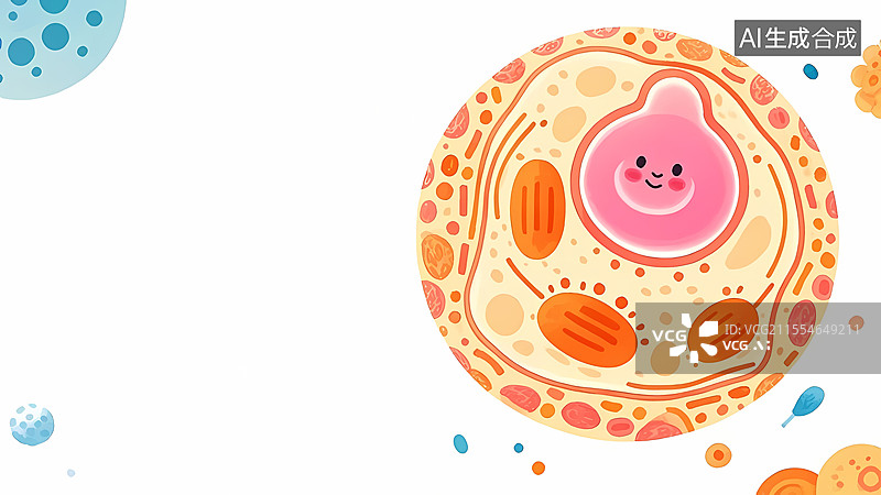 【AI数字艺术】细胞概念插画2D卡通居右图片素材