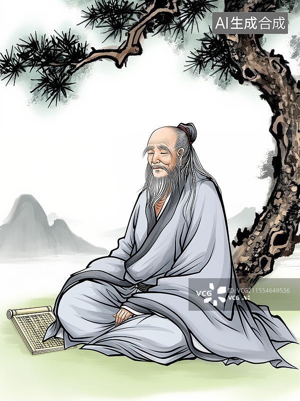 【AI数字艺术】老子中国古代历史人物名人画像图片素材