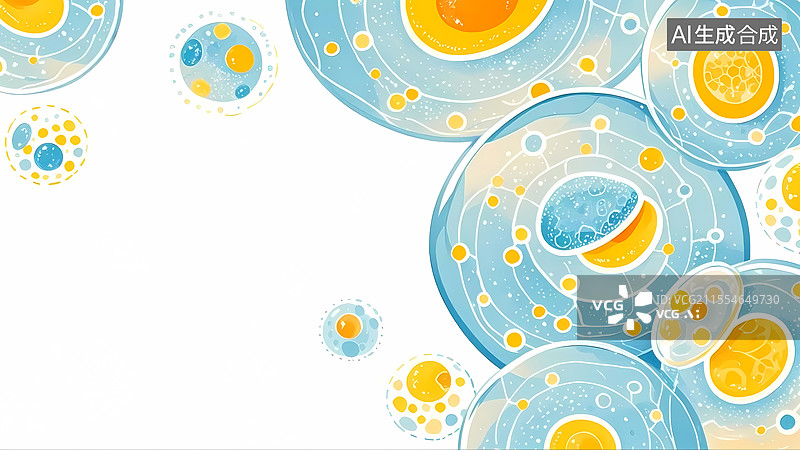 【AI数字艺术】细胞概念插画2D卡通居右图片素材