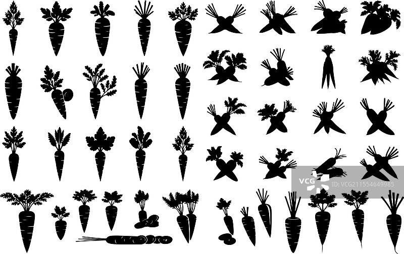 黑色胡萝卜轮廓剪影图片素材