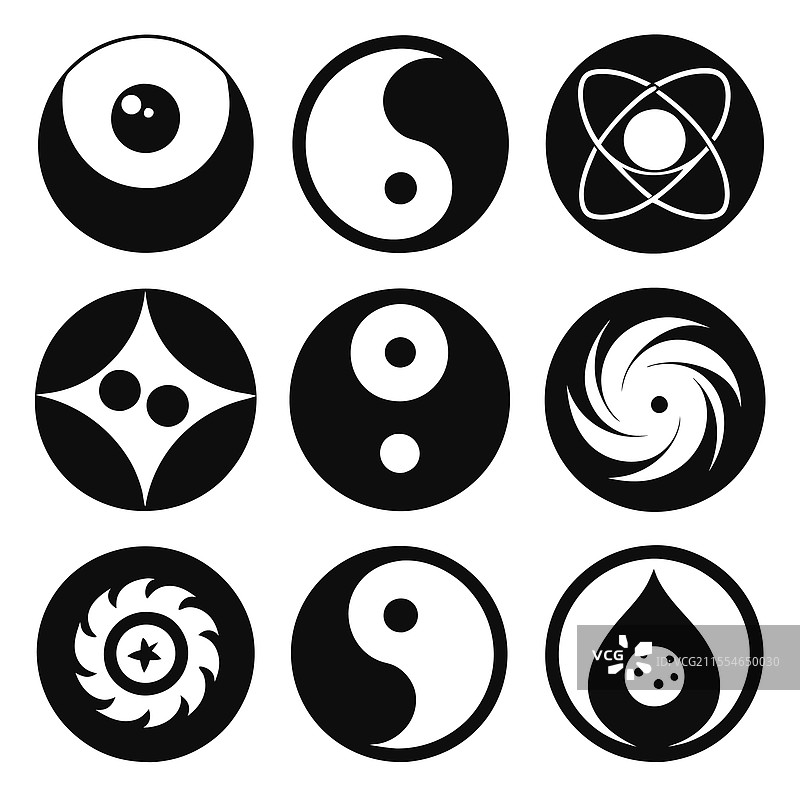 孤立的阴阳符号轮廓图3图片素材