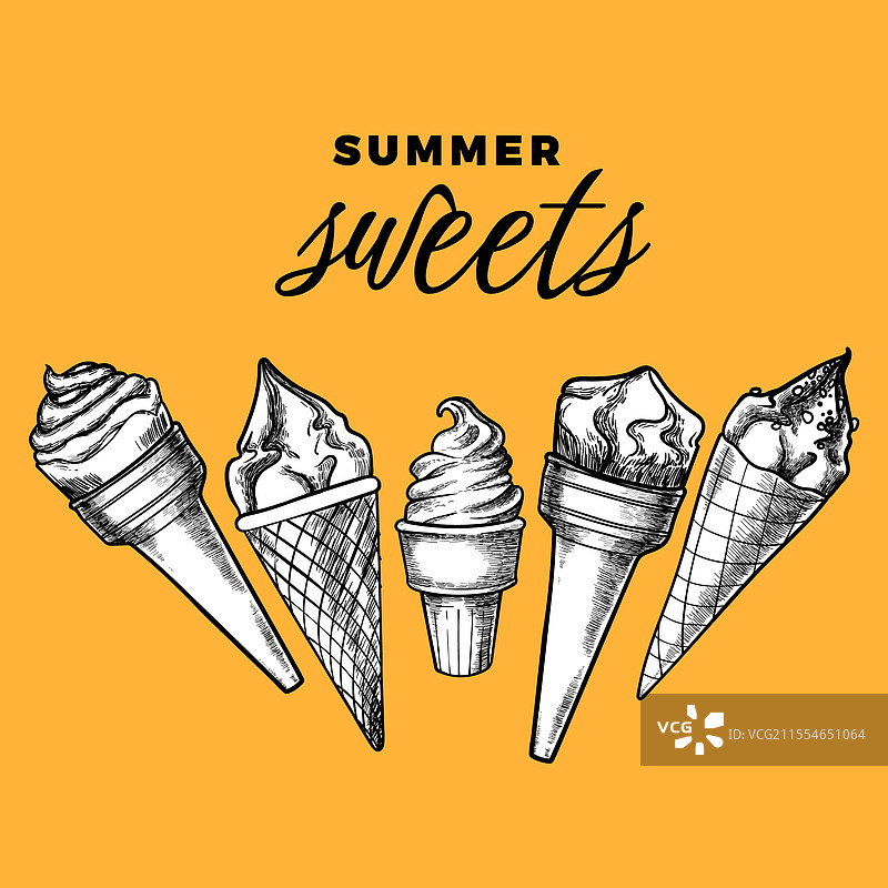 黑白冰淇淋在蛋筒上图片素材