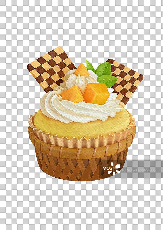 甜心芒果格子蛋糕图片素材