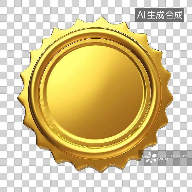 【AI数字艺术】金色金属徽章3D免扣元素图片素材