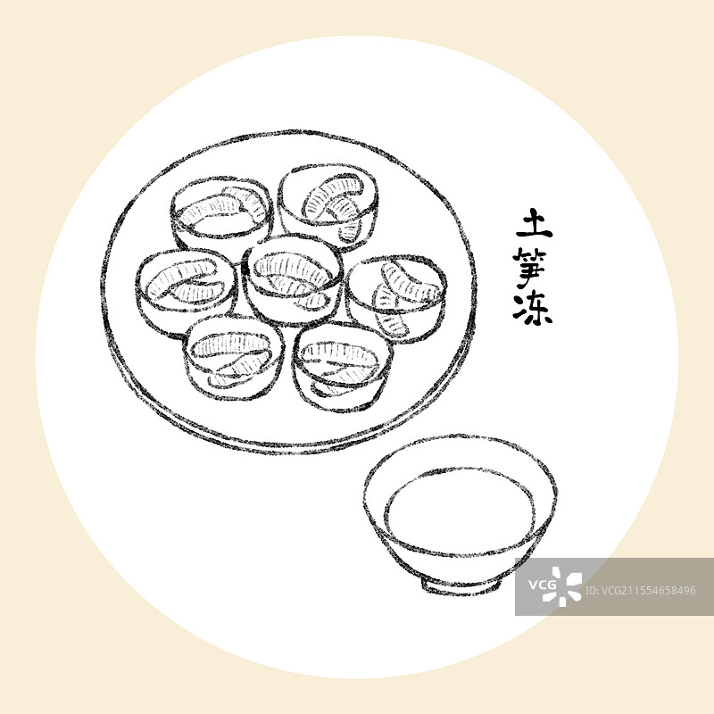 福建泉州美食国风插画-土笋冻图片素材