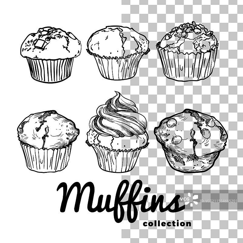 透明背景上的线条艺术松饼图片素材