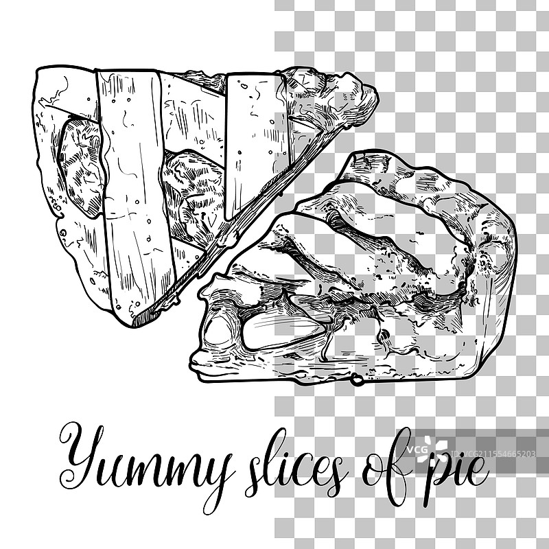 透明背景上的线条艺术派切片图片素材