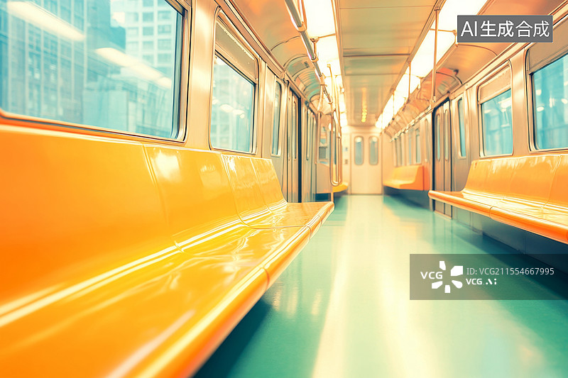 【AI数字艺术】地铁车厢内部座位图片素材