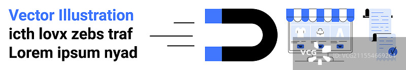 磁铁吸引文件和在线商店图片素材