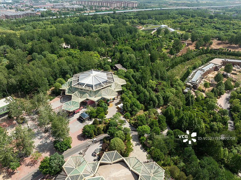 山东济南野生动物世界马戏剧场航拍图片素材