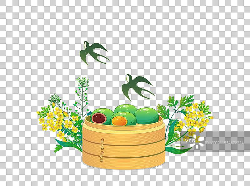 清明节青铜油菜花矢量插画元素图片素材