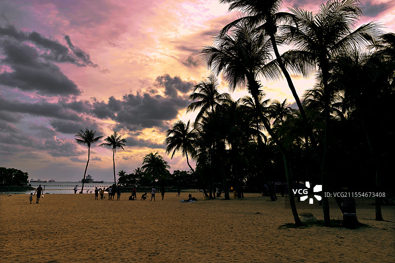 日落前的圣淘沙海滩图片素材