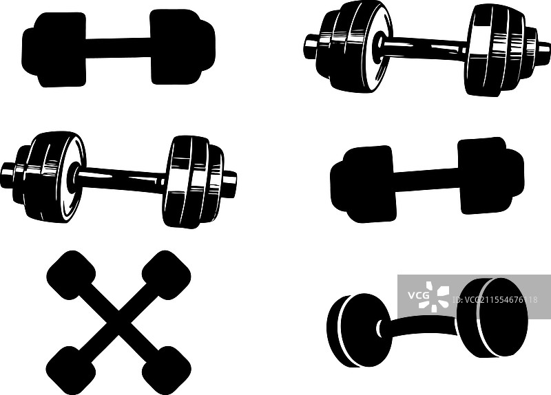 健身房的哑铃图标集图片素材