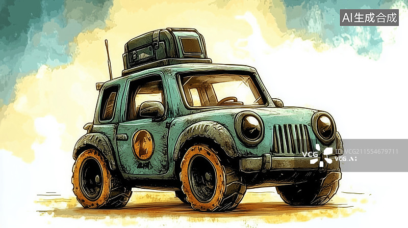 【AI数字艺术】越野车插画图片素材