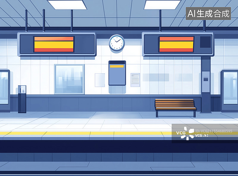 【AI数字艺术】候车厅插画图片素材