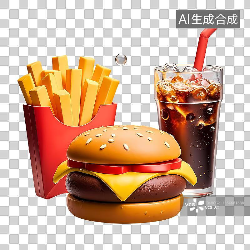 【AI数字艺术】3D卡通经典快餐组合图片素材