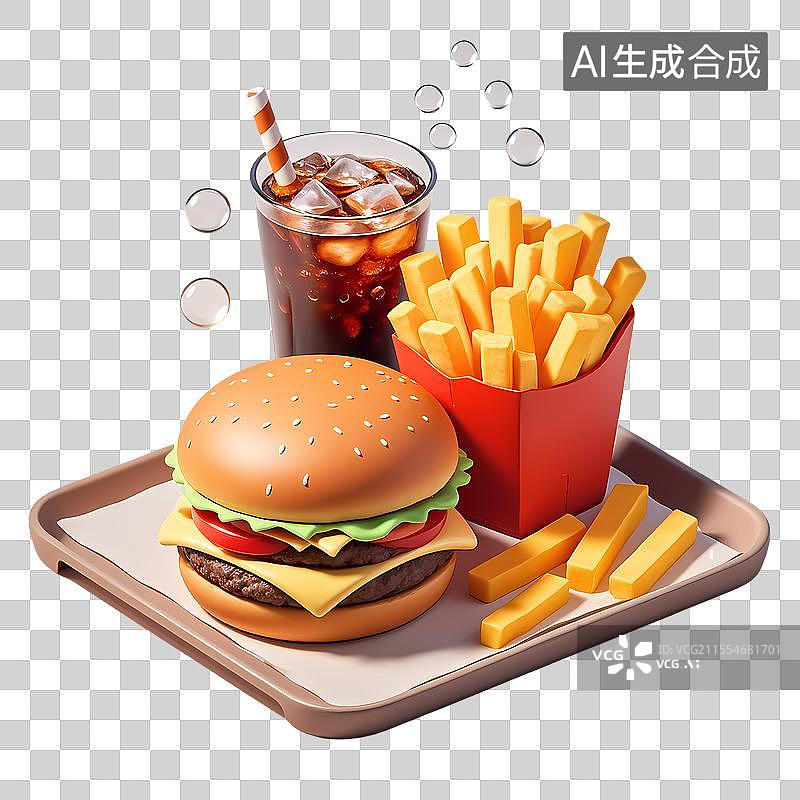 【AI数字艺术】3D卡通经典快餐组合图片素材