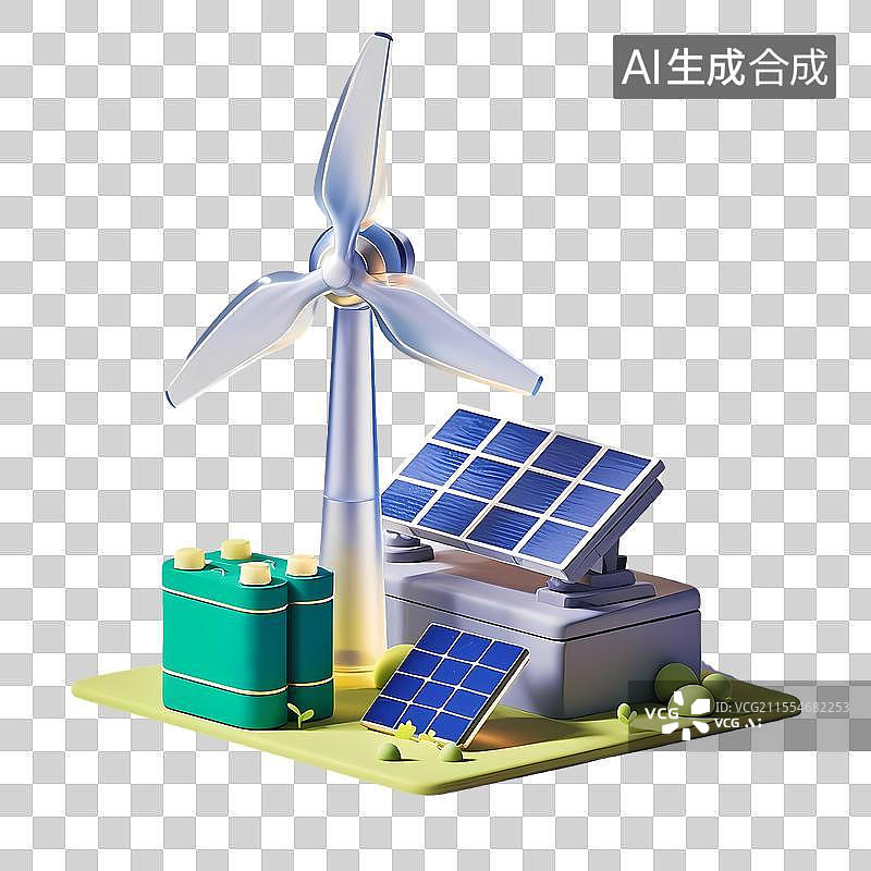【AI数字艺术】3D卡通可再生能源设备图片素材