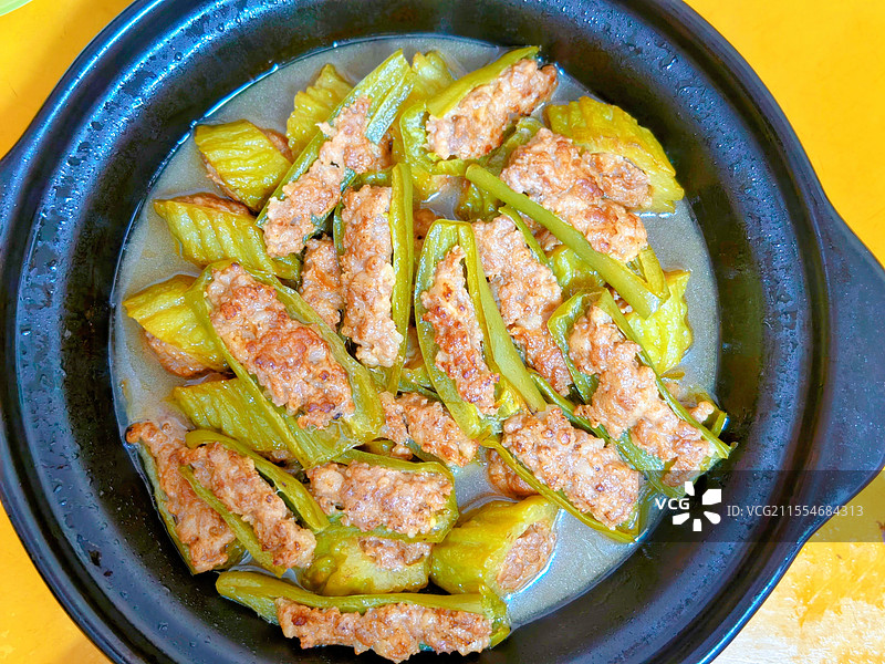 煎酿苦瓜尖椒图片素材