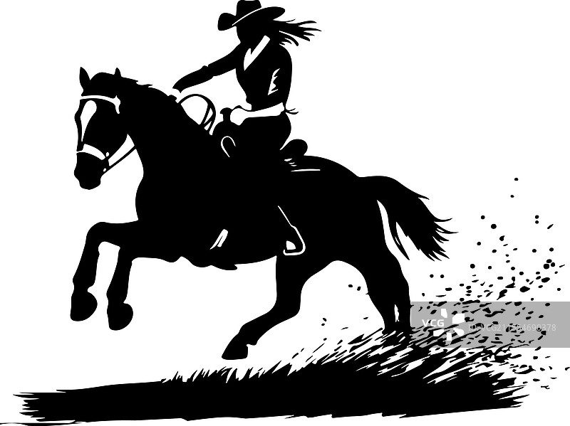 骑马的牛仔轮廓图片素材