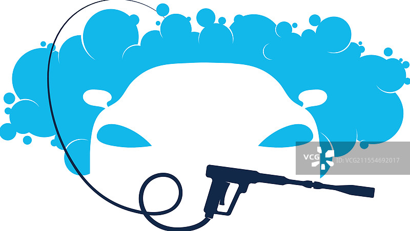 洗车枪和蓝色泡泡的符号图片素材