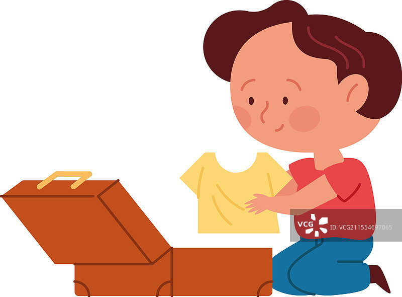 写作的男孩与行李箱图片素材
