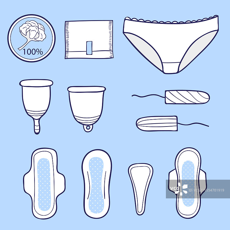 女性卫生用品套装 卫生巾图片素材